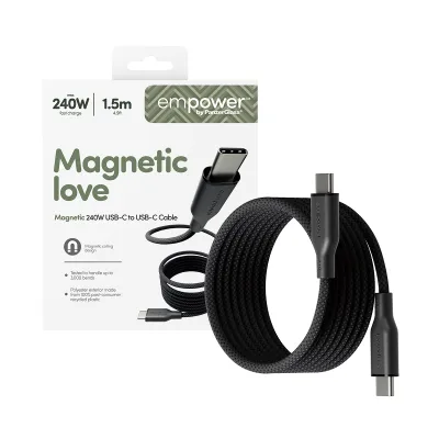 empower - Kábel USB-C, 240 W, Magnetic, 1,5 m, vesmírna čierna