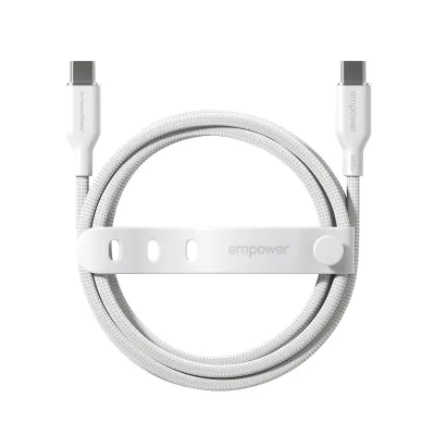empower - Kábel USB-C, 240 W, Racing, 1,2 m, striebornobiela