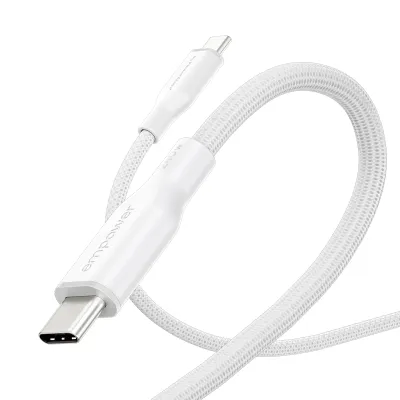 empower - Kábel USB-C, 240 W, Racing, 1,2 m, striebornobiela