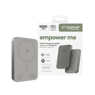 empower - Bezdrôtová PowerBank 10000 mAh 20 W, kompatibilná s MagSafe, Qi2/USB-C, titán