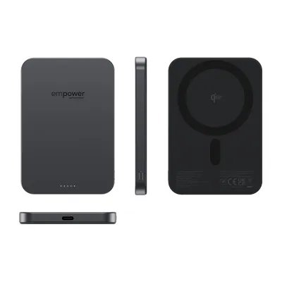 empower - Bezdrôtová PowerBank 5000 mAh 20 W, kompatibilná s MagSafe, Qi2/USB-C, vesmírna čierna