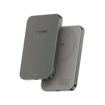 empower - Bezdrôtová PowerBank 5000 mAh 20 W, kompatibilná s MagSafe, Qi2/USB-C, titán