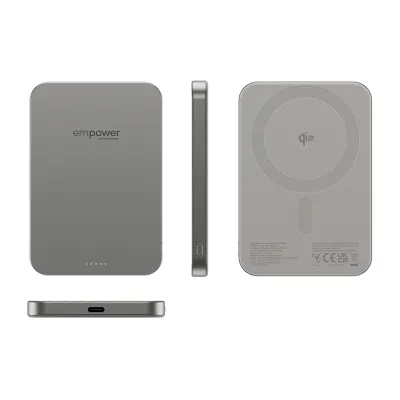 empower - Bezdrôtová PowerBank 5000 mAh 20 W, kompatibilná s MagSafe, Qi2/USB-C, titán