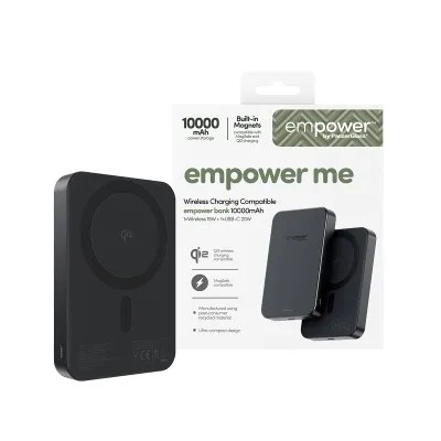 empower - Bezdrôtová PowerBank 10000 mAh 20 W, kompatibilná s MagSafe, Qi2/USB-C, vesmírna čierna