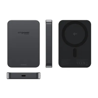 empower - Bezdrôtová PowerBank 10000 mAh 20 W, kompatibilná s MagSafe, Qi2/USB-C, vesmírna čierna