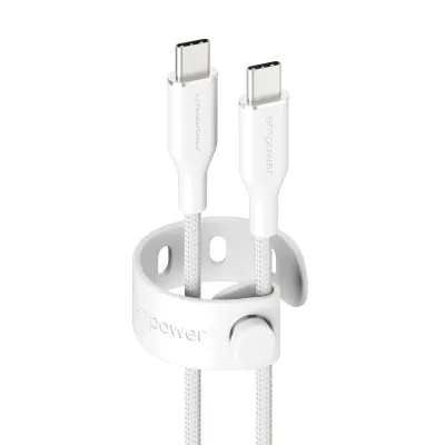 empower - Kábel USB-C, 60 W, Racing, 2 m, striebornobiela