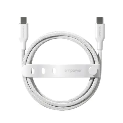 empower - Kábel USB-C, 60 W, Racing, 2 m, striebornobiela