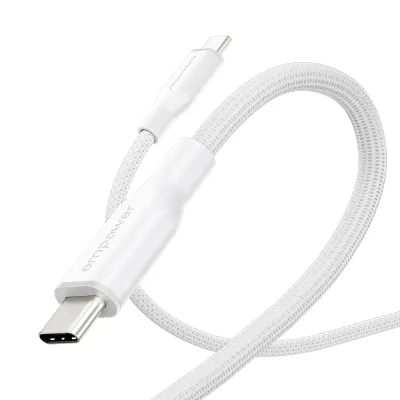 empower - Kábel USB-C, 60 W, Racing, 2 m, striebornobiela