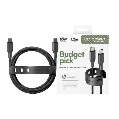 empower - Kábel USB-C, 60 W, Racing, 1,2 m, vesmírna čierna