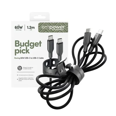 empower - Kábel USB-C, 60 W, Racing, 1,2 m, vesmírna čierna