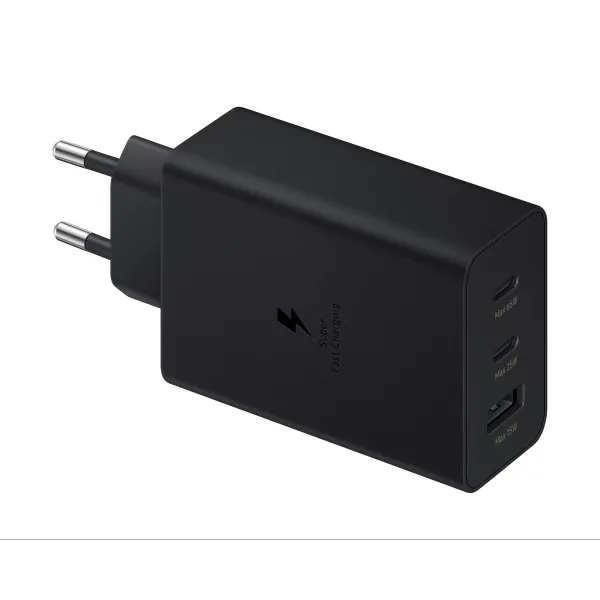 Samsung - Cestovný adaptér s rýchlonabíjaním EP-T6530, 2x USB-C/USB-A, 65 W, čierna