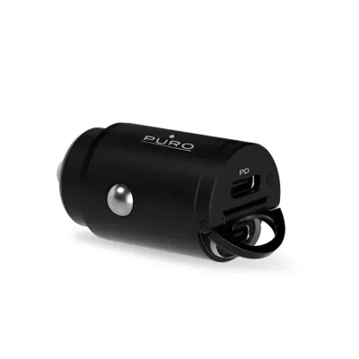 PURO - Autoadaptér Mini 2x USB-C, PD, 30 W, čierna