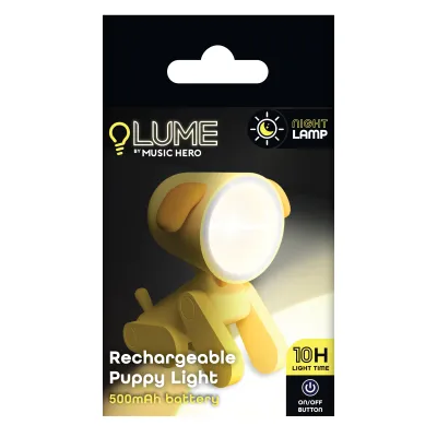 Music Hero - Nabíjateľná stolná lampa LUME Puppy, dotykové ovládanie, veľkosť M, žltá