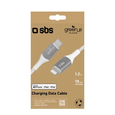 SBS - Kábel USB-C/MFI Lightning, 10 W, green_e line, 1,2 m, biela