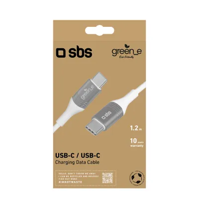 SBS - Kábel USB-C/USB-C 10 W, green_e line 1,2 m, čierna