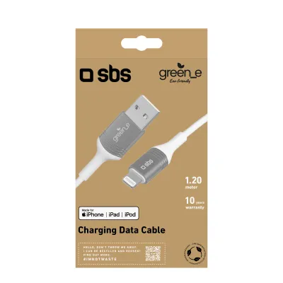 SBS - Kábel USB-A/MFI Lightning, 10 W, green_e line, 1,2 m, biela