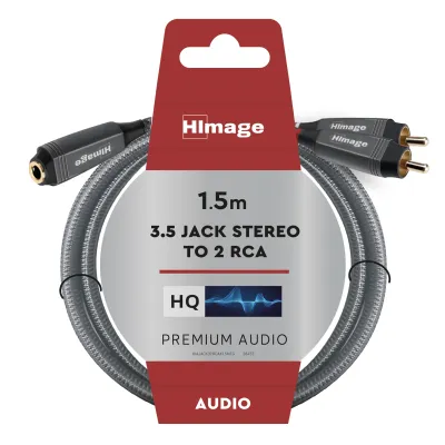 HImage - Audio kábel 3,5 mm jack stereo samica/2 RCA samec, 1,5 m, šedá