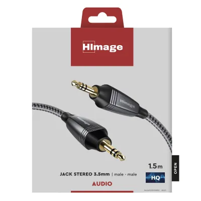 HImage - Audio kábel 3,5 mm jack stereo samec/3,5 mm jack stereo samec, 1,5 m, šedá
