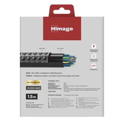 HImage - Audio kábel 3,5 mm jack stereo samec/3,5 mm jack stereo samec, 1,5 m, šedá