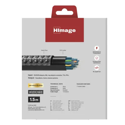 HImage - Optický kábel Toslink samec/Toslink samec, 1,5 m, šedá