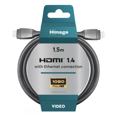 HImage - Kábel HDMI v.1.4 Ethernet, pozlátený, 1,5 m, šedá