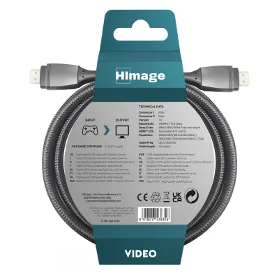 HImage - Kábel HDMI v.1.4 Ethernet, pozlátený, 1,5 m, šedá