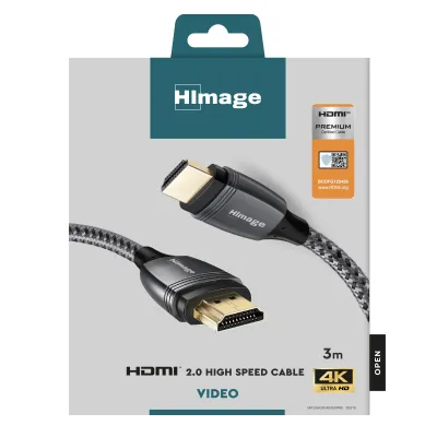 HImage - Kábel HDMI v.2.0 Ethernet, pozlátený, 3 m, šedá