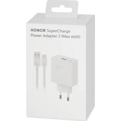 Honor - Cestovný adaptér USB-A, 66 W SuperCharge, biela