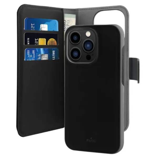 PURO - Puzdro Wallet pre iPhone 14 Pro Max, odnímateľné, čierna
