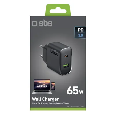 SBS - Cestovný adapatér USB-A/USB-C, PD 65 W, čierna