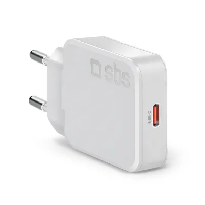 SBS - Cestovný adaptér Slim, GaN, USB-C PD,30 W, biela
