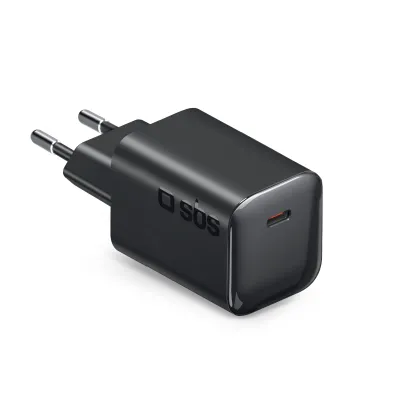 SBS - Cestovný adaptér Mini, GaN, USB-C PD, 45 W, čierna
