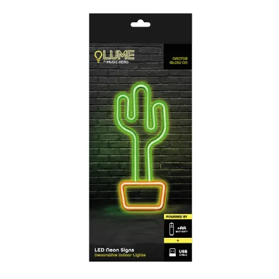 Music Hero - LUME Neónová nástenná lampa Cactus Glow On