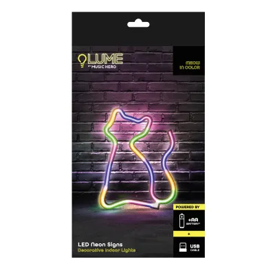 Music Hero - LUME Neónová nástenná lampa Meow In Color, viacfarebná