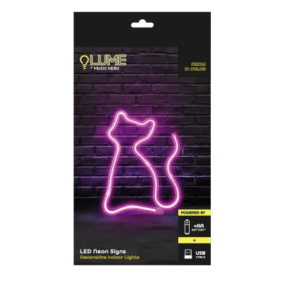 Music Hero - LUME Neónová nástenná lampa Meow In Color, ružová
