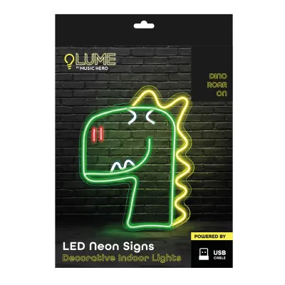 Music Hero - LUME Neónová nástenná lampa Dino Roar On