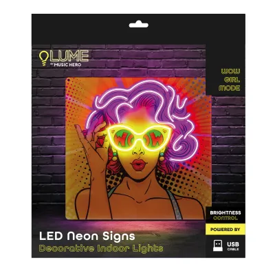 Music Hero - LUME Neónová nástenná lampa Wow Girl Mode