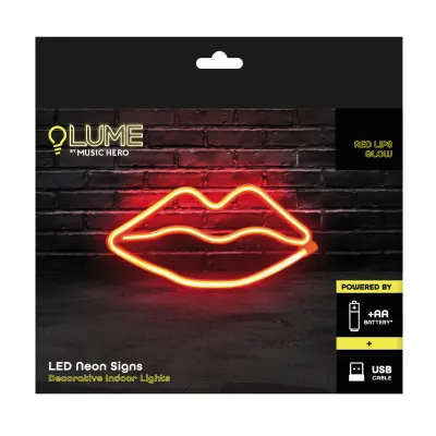Music Hero - LUME Neónová nástenná lampa Red Lips Glow