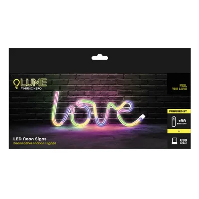 Music Hero - LUME Neónová nástenná lampa Feel The Love