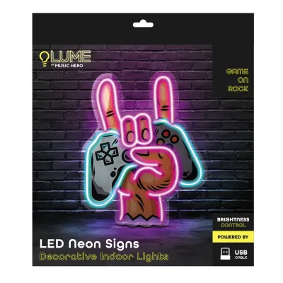 Music Hero - LUME Neónová nástenná lampa Game On Rock