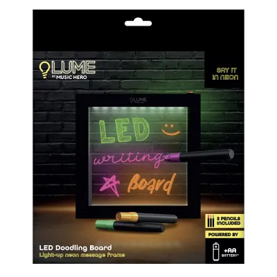 Music Hero - LED tabuľa na kreslenie LUME, 3 x AA batérie, 3 fixky v balení, čierna