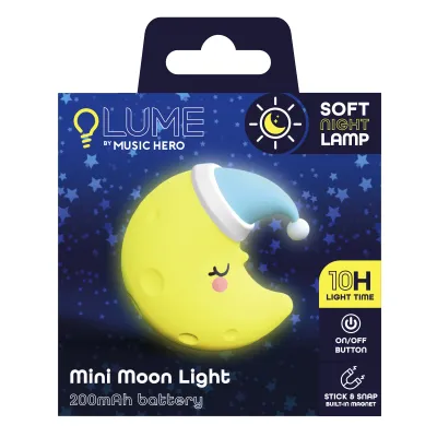 Music Hero - Nočná lampička LUME s magnetom, silikón, mesiac