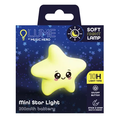 Music Hero - Nočná lampička LUME s magnetom, silikón, hviezda