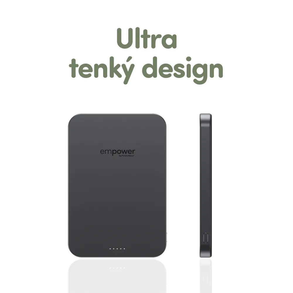 empower - Bezdrôtová PowerBank 5000 mAh 20 W, kompatibilná s MagSafe, Qi2/USB-C, vesmírna čierna