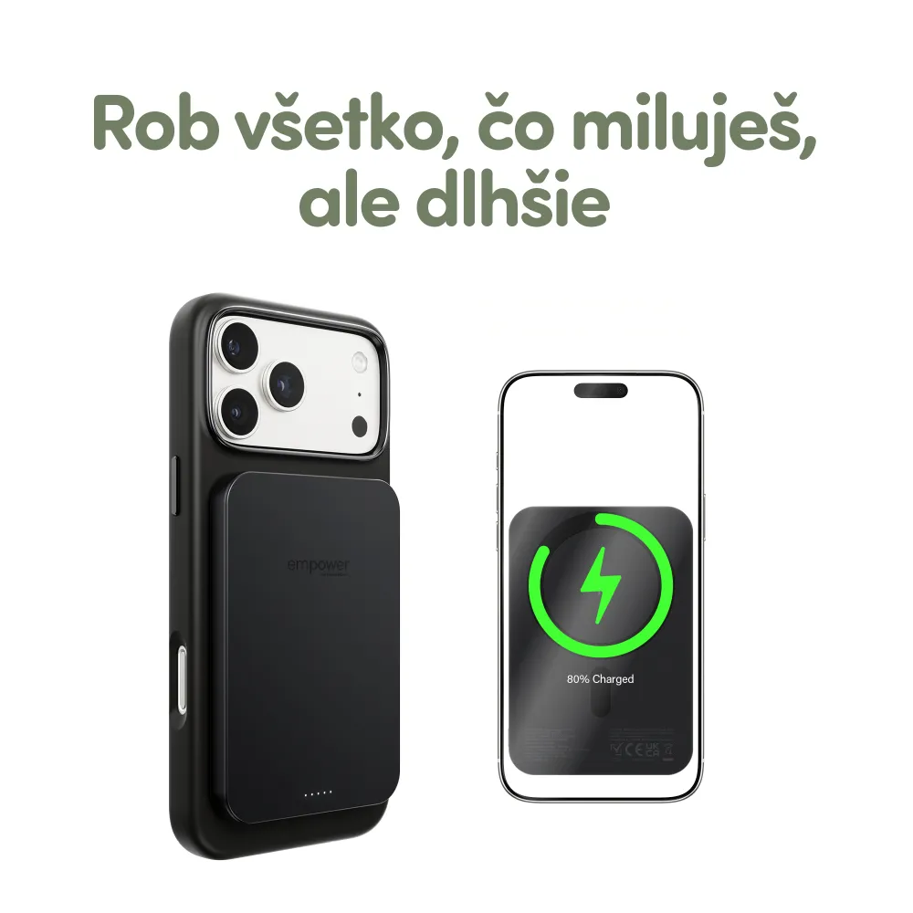 empower - Bezdrôtová PowerBank 5000 mAh 20 W, kompatibilná s MagSafe, Qi2/USB-C, vesmírna čierna