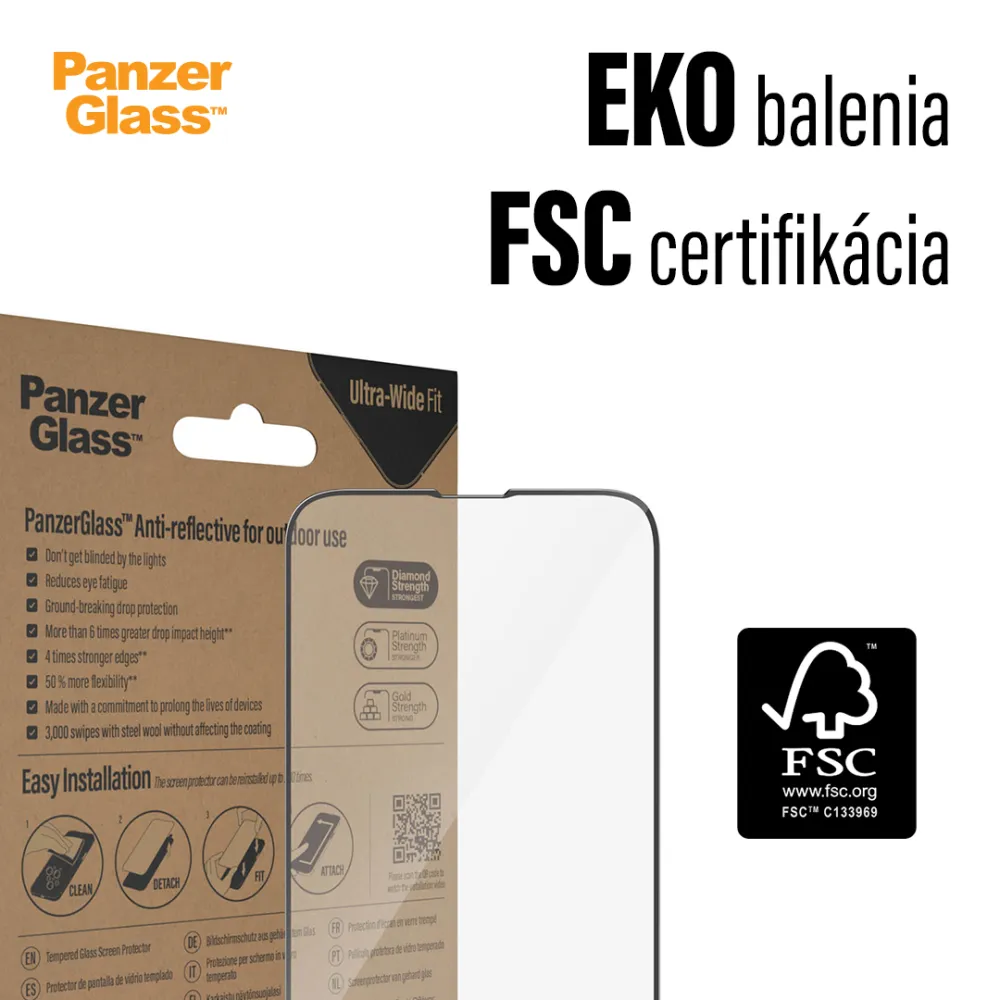 PanzerGlass - Tvrdené sklo UWF AB pre iPhone 14 Pro, čierna