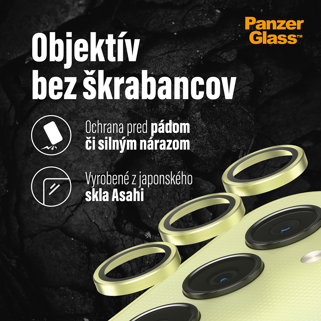 PanzerGlass - Ochranný kryt objektívu Hoops pre Samsung Galaxy A25 5G, žltá