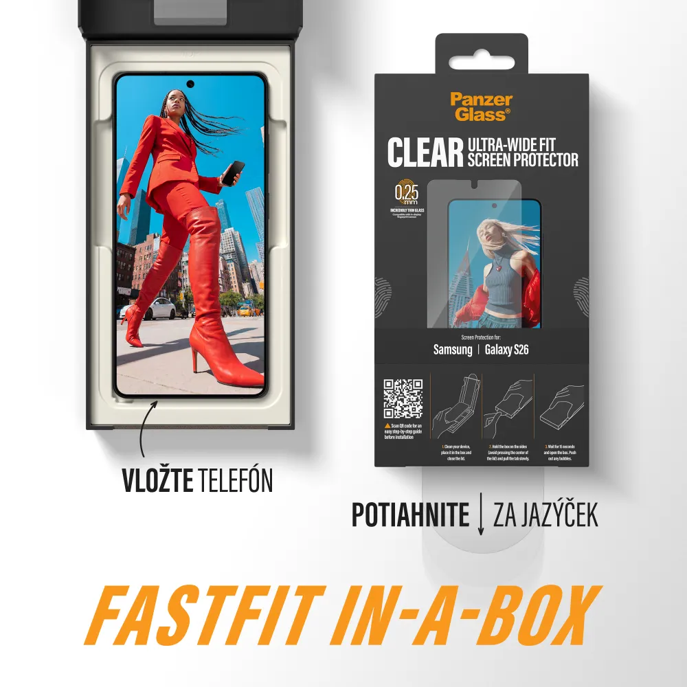 PanzerGlass - Tvrdené sklo UWF s FASTFIT In-A-Box pre Samsung Galaxy S26, číra
