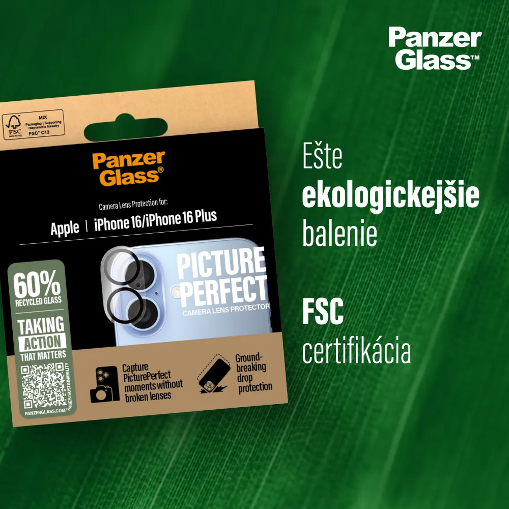 PanzerGlass - Ochranný kryt objektívu PicturePerfect pre iPhone 16/16 Plus, číra