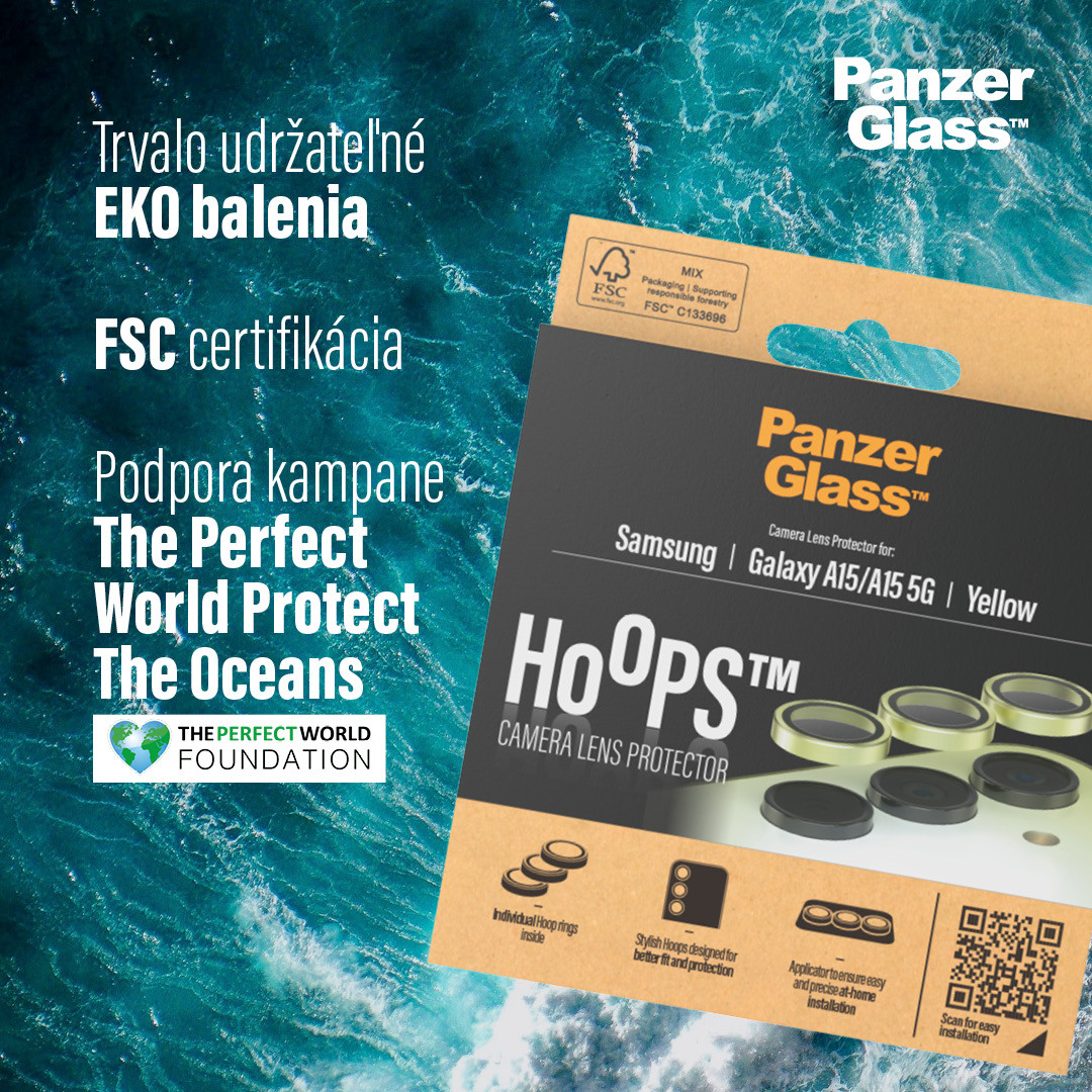 PanzerGlass - Ochranný kryt objektívu Hoops pre Samsung Galaxy A25 5G, žltá